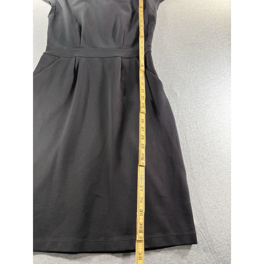 Quince Ultra Stretch Ponte Cap Sleeve Sheath Dress Black Women's Small Pockets - Picture 3 of 9